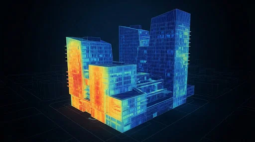 Illustrative render representing energy modeling